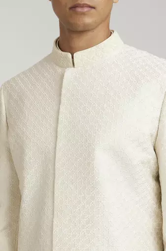 Ivory starrio embroidered sherwani jacket