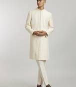 Ivory phulkari embroidered sherwani jacket