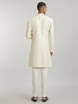 Ivory phulkari embroidered sherwani jacket 4