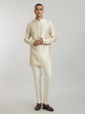 Ivory emblem printed kurta pant set 1