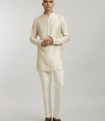 Ivory emblem printed kurta pant set
