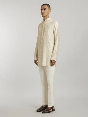 Ivory emblem printed kurta pant set 2