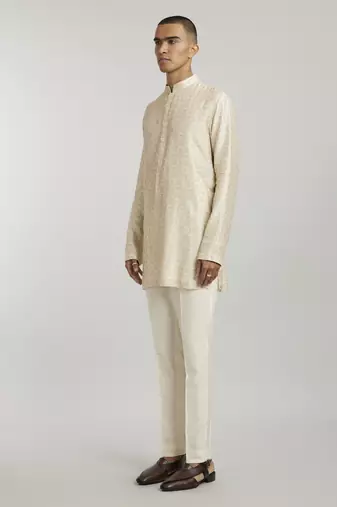 Ivory emblem printed kurta pant set