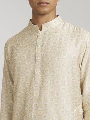 Ivory emblem printed kurta pant set 3