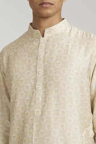 Ivory emblem printed kurta pant set