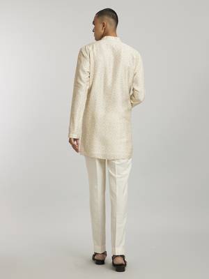 Ivory emblem printed kurta pant set 4