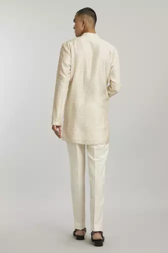 Ivory emblem printed kurta pant set