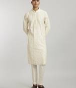 Ivory vine embroidered kurta pant set