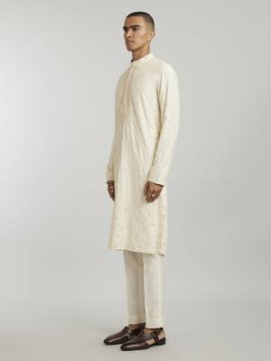 Ivory vine embroidered kurta pant set 2