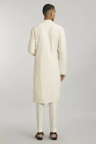 Ivory vine embroidered kurta pant set