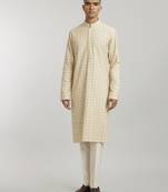 Ecru iron gate embroidered kurta pant set