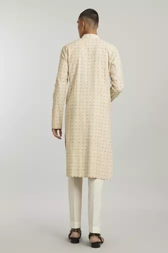 Ecru iron gate embroidered kurta pant set