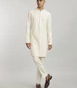 Ivory fiore embroidered kurta pant set