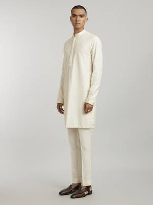 Ivory fiore embroidered kurta pant set 2