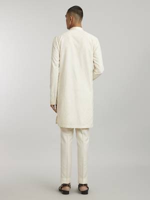 Ivory fiore embroidered kurta pant set 4