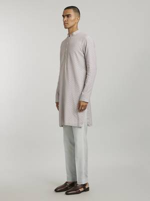 Mauve houndstooth printed kurta pant set 2