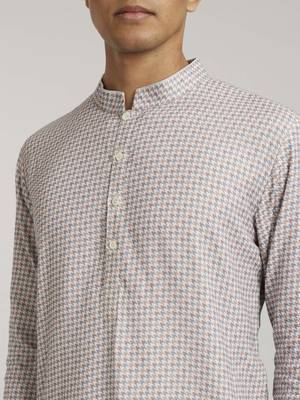 Mauve houndstooth printed kurta pant set 3