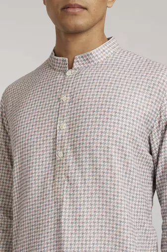 Mauve houndstooth printed kurta pant set