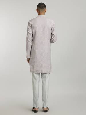 Mauve houndstooth printed kurta pant set 4