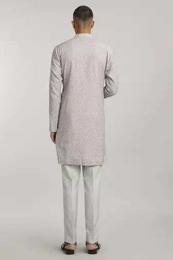 Mauve houndstooth printed kurta pant set