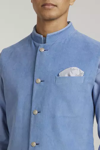 Teal corduroy classic bandhi jacket
