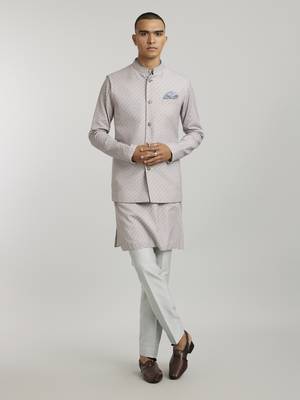 Mauve houndstooth printed bandhi jacket 1