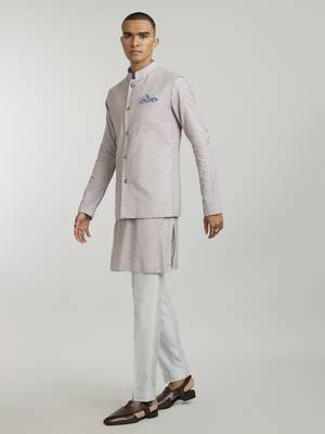 Mauve houndstooth printed bandhi jacket 2