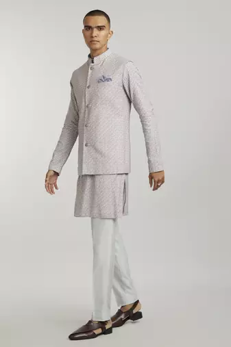 Mauve houndstooth printed bandhi jacket