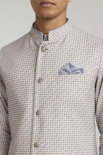 Mauve houndstooth printed bandhi jacket