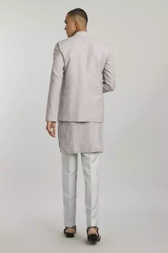 Mauve houndstooth printed bandhi jacket