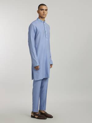 Teal leon printed kurta pant set 2