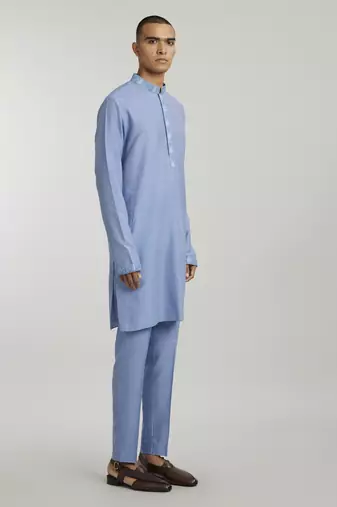 Teal leon printed kurta pant set