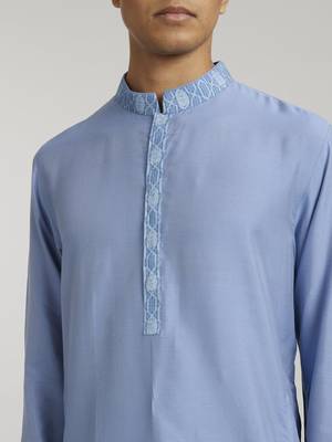 Teal leon printed kurta pant set 3