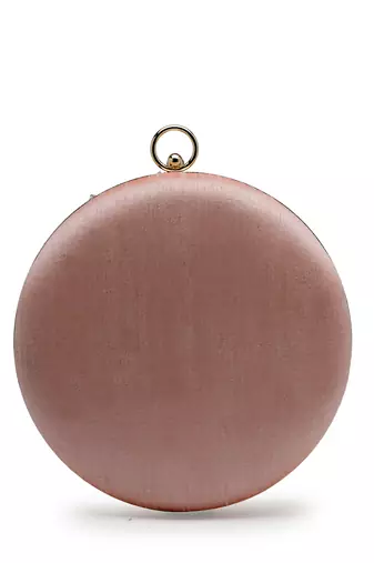 adorn dusty coral & multi floral embellished faux silk clutch