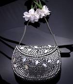 mosaic silver mosaic embellished metal clutch