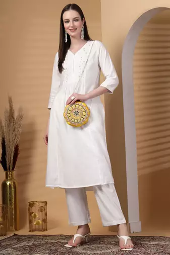 adorn lemon yellow, pearl & pink floral embellished faux silk clutch