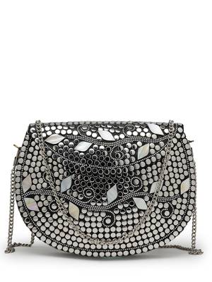 mosaic silver mosaic embellished metal clutch 4