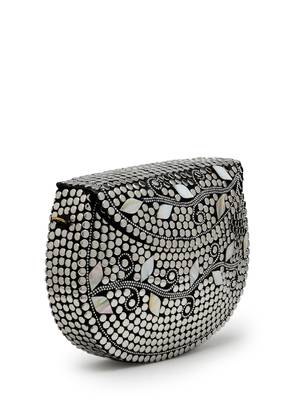 mosaic silver mosaic embellished metal clutch 5