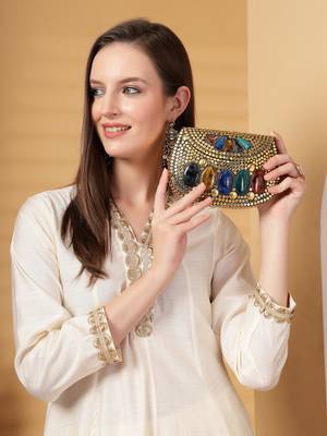 mosaic gold & multi mosaic embellished metal clutch 3