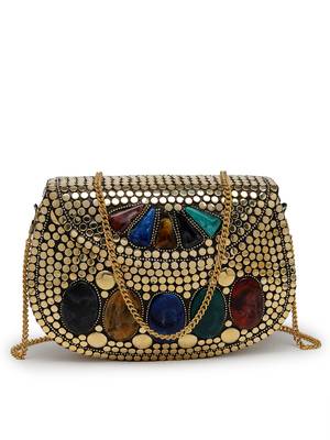 mosaic gold & multi mosaic embellished metal clutch 4