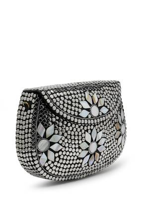 mosaic silver mosaic embellished metal clutch 5