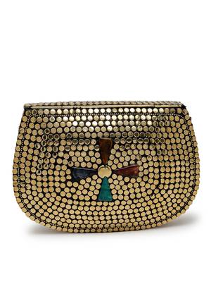 mosaic gold & multi mosaic embellished metal clutch 6