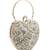 Anekaant amour white & champagne heart shaped floral embellished faux silk clutch