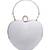 Anekaant amour white & champagne heart shaped floral embellished faux silk clutch