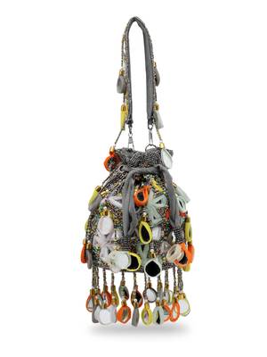tipify grey & multi mirror work embellished fabric potli 4