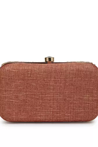 adorn gold & pastel multi floral embellished fabric clutch
