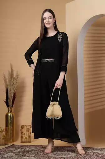 dangle gold striped embellished faux silk potli