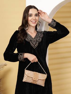 adorn rose gold & pink stone work embellished faux silk clutch 3