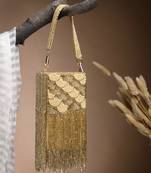 droop gold scale embellished faux silk clutch