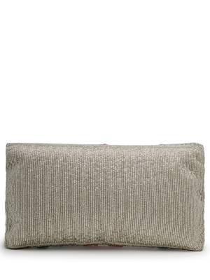 adorn silver and pastel multi floral embellished faux silk clutch 6
